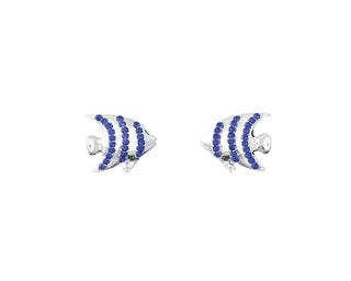 Silver & Blue Fish Earrings