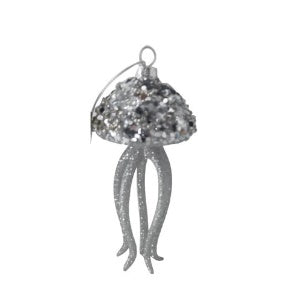 Glass Jellyfish Ornament - Silver