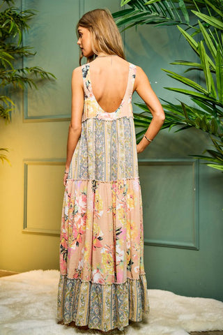 Boho Striped Midi Long Dress