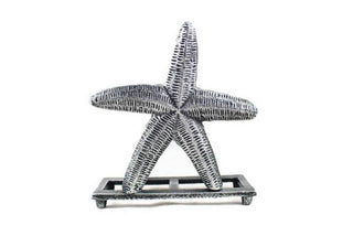 Antique Silver Cast Iron Starfish Napkin Holder 6"