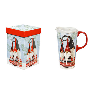 Ceramic Travel Cup, 17oz - Winter Gnomes