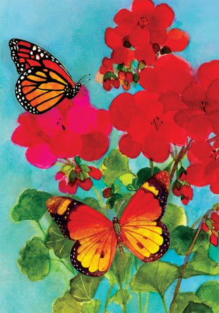 Geranium Butterflies Garden Flag