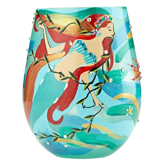 Mermaid Hand Painted Stemless Wine Glass