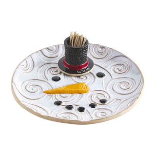 Snowman Swirl Toothpick Plate Set