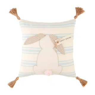 Happy Spring Bunny Striped Pillow