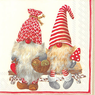 Holiday Paper Lunch Napkins Friendly Tomte Red