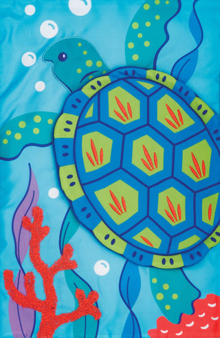 Sea Turtle-Applique Garden Flag