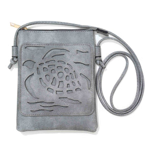 Sea Turtle Laser Cut Cross Body Cell Phone Bag-Grey