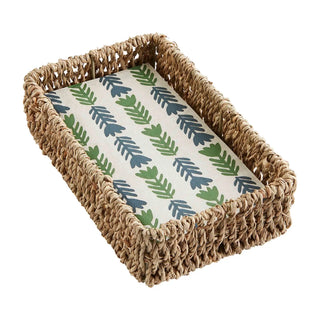 Tan Floral Guest Towel and Basket Set