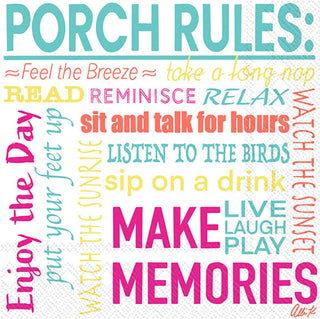 Paper Cocktail Napkins / Porch Rules