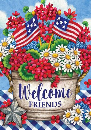 Patriotic Geraniums Garden Flag