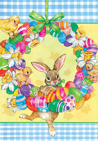 Bunny Wreath Large Garden Flag