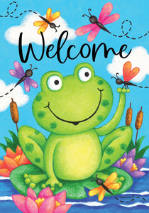 Frog and Dragonflies Garden Flag