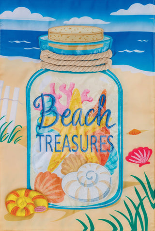 Applique-Beach Treasures Garden Flag