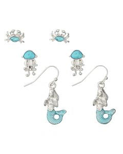 Blue Mermaid Trio Earrings