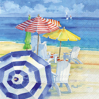 Watercolor Beach Paper Cocktail Napkin