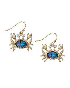 Gold Abalone Crab Earrings