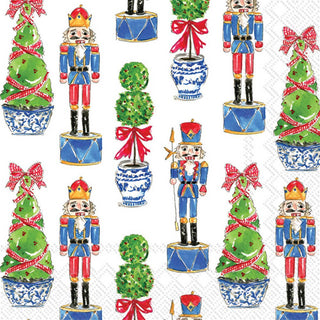 Holiday Paper Lunch Napkins Nutcrackers And Topiary