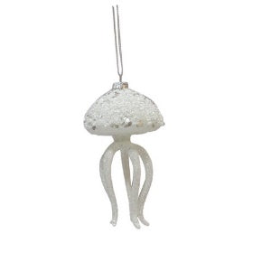 Glass Jellyfish Ornament in White