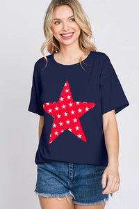 Star Patch Top in Navy