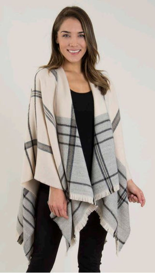 Windowpane Plaid Wrap - Available in 2 Colors