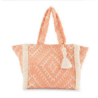Jacquard Fringe Tote - Available in 2 Colors