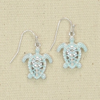 Aqua Washed Turtle Earrings