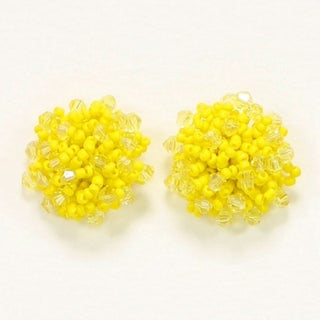 Yellow Beaded Stud Earrings