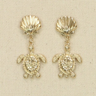 Gold Turtle & Shells Earrings