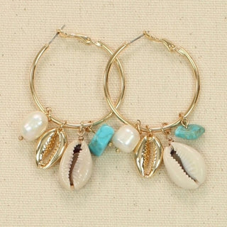 Cowrie Gold Hoops Earrings