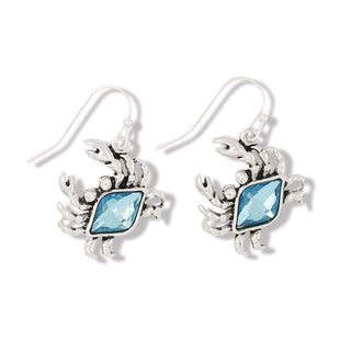 Blue Crystal Crabs Earrings