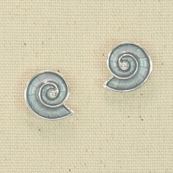 Silver Grey Nautilus Earrings