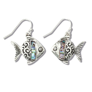 Silver Abalone Fish Earrings