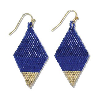 Gold and Blue Diamond Shaped Earrings
