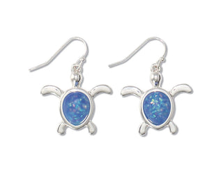 Blue Enamel Shell Turtle Earrings