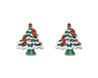 Earrings-Gld Enamel Cardinal Christmas
