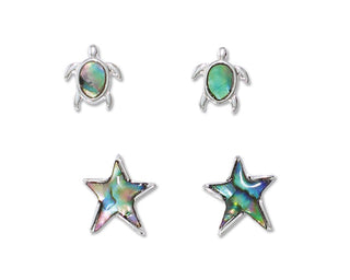 Earrings - Abalone Turtles & Starfish Duo