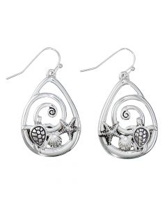 Polished Silver SeaLife Swirl Earrings