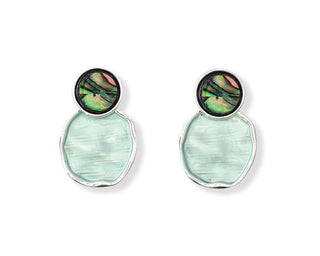 Abalone & Aqua Enamel Earrings