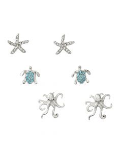 Earrings-Silver Octopus Trio