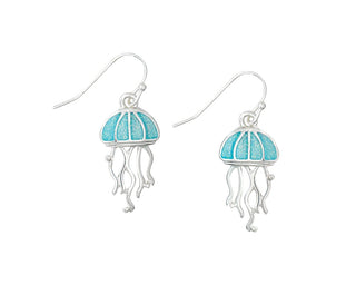 Aqua Glitter Jellyfish Earrings
