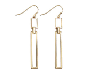 Polished Gold Link Rectangle Earrings