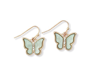 Mint Enamel and Crystal Butterfly Earrings