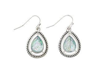 Mint Oval & Rope Frame Earrings