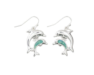 Mom & Baby Mint Dolphin Earrings