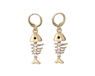 Gold and Crystal Bonefish Earrings