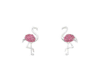 Pink Crystal Flamingo Earrings