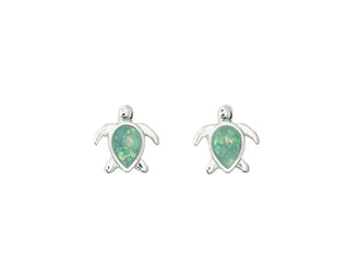 Mint Glitter Turtle Earrings