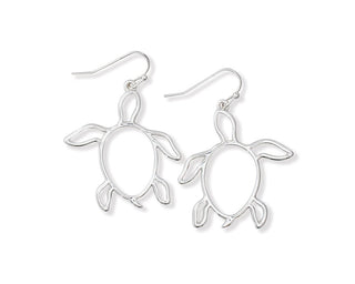 Silver Cutout Turtle Earrings