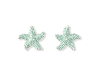 Textured Aqua Starfish Earrings